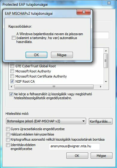 Protected EAP tulajdons�gai 