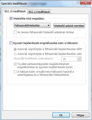 Speci�lis be�ll�t�sok 